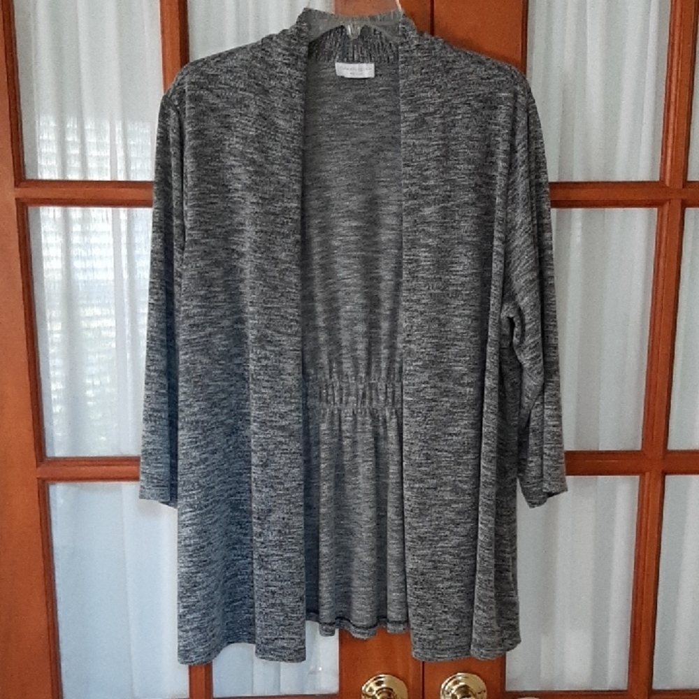 Gray Open-Front Cardigan Sweater